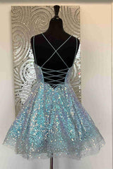 Cute Hot Pink Sequins A-Line Homecoming Dress Short Prom Dress HD0177