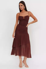 Cute adjustable shoulder straps with hollow chest, tight corset with zipper at the back Prom Dresses