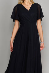 Short Sleeve Chiffon Formal Dress