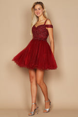 Short Sparkle Off Shoulder Prom Dress