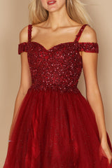 Short Sparkle Off Shoulder Prom Dress