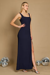 Long Formal Square Neckline Evening Dress