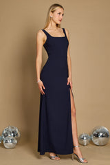 Long Formal Square Neckline Evening Dress