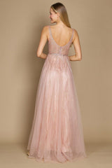 Long Formal Prom Rose Gold Dress