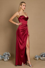 Draped Corset Cowl Long Prom Dress
