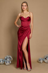 Draped Corset Cowl Long Prom Dress
