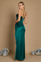 Draped Corset Cowl Long Prom Dress