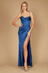 Draped Corset Cowl Long Prom Dress