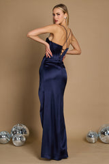 Draped Corset Cowl Long Prom Dress