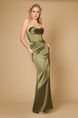 Draped Corset Cowl Long Prom Dress