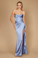 Draped Corset Cowl Long Prom Dress
