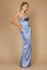 Draped Corset Cowl Long Prom Dress