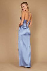 Draped Corset Cowl Long Prom Dress