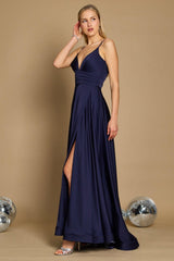 Long Spaghetti Strap Prom Formal Gown
