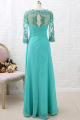 Lace Chiffon 3/4 Sleeves Long Mother of the Brides Dress