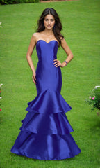 La Femme Strapless Long Tiered Prom Dress 25432