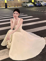 Elegant A Line Square Neck Satin Prom Dresses Party Dress Summer 22th Birthday Outfits 18th Birthday Dresses DH1049