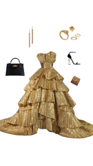 Modest Ball Gown Strapless Sequin Gold Sleeveless Long Evening Party Gowns Evening Dress Special Formal Dresses Prom Dress DH1360