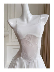 Modest A Line Spaghetti Straps White Chiffon Short Formal Homecoming Dress Middle School Short 20th Birthday Outfits Graduation Dress Cocktail Dresses DH2198