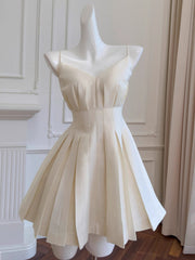 Aesthetic A Line Spaghetti Straps Satin Mini Formal Homecoming Dress Short Cocktail Outfits Graduation Dress Hoco Dress DH2204