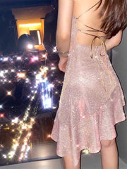 Cute High Low Sequin Backless Formal Homecoming Dress Middle School Short 16th Birthday Outfits Graduation Dress Cocktail Dresses DH2222