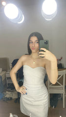 Pretty Sheath Sweetheart White Sequin Formal Homecoming Dresses Short 21st Birthday Outfits Graduation Dress Mini Cocktail Dresses DH2267