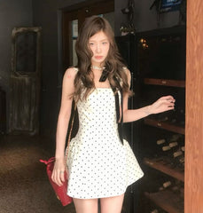 Pretty A line Square Black Polka Dots Formal Homecoming Dresses Short 21st Birthday Outfits Graduation Dress Mini Cocktail Dresses DH2274