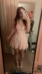 Cute A line Spaghetti Straps Pink Short Formal Homecoming Dress Middle School Short 20th Birthday Outfits Graduation Dress Cocktail Dresses DH2276