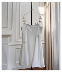 Pretty A Line Spaghetti Straps White Short Formal Homecoming Dresses Middle School Short 21st Birthday Outfits Graduation Dress Mini Cocktail Dresses DH2295
