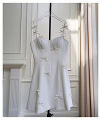 Pretty A Line Spaghetti Straps White Short Formal Homecoming Dresses Middle School Short 21st Birthday Outfits Graduation Dress Mini Cocktail Dresses DH2295