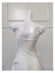 Pretty A Line Spaghetti Straps White Satin Short Formal Homecoming Dresses Middle School Short 21st Birthday Outfits Graduation Dress Mini Cocktail Dresses DH2296