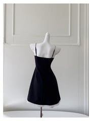 Pretty A Line Spaghetti Straps Black Satin Short Formal Homecoming Dresses Middle School Short 21st Birthday Outfits Graduation Dress Mini Cocktail Dresses DH2300