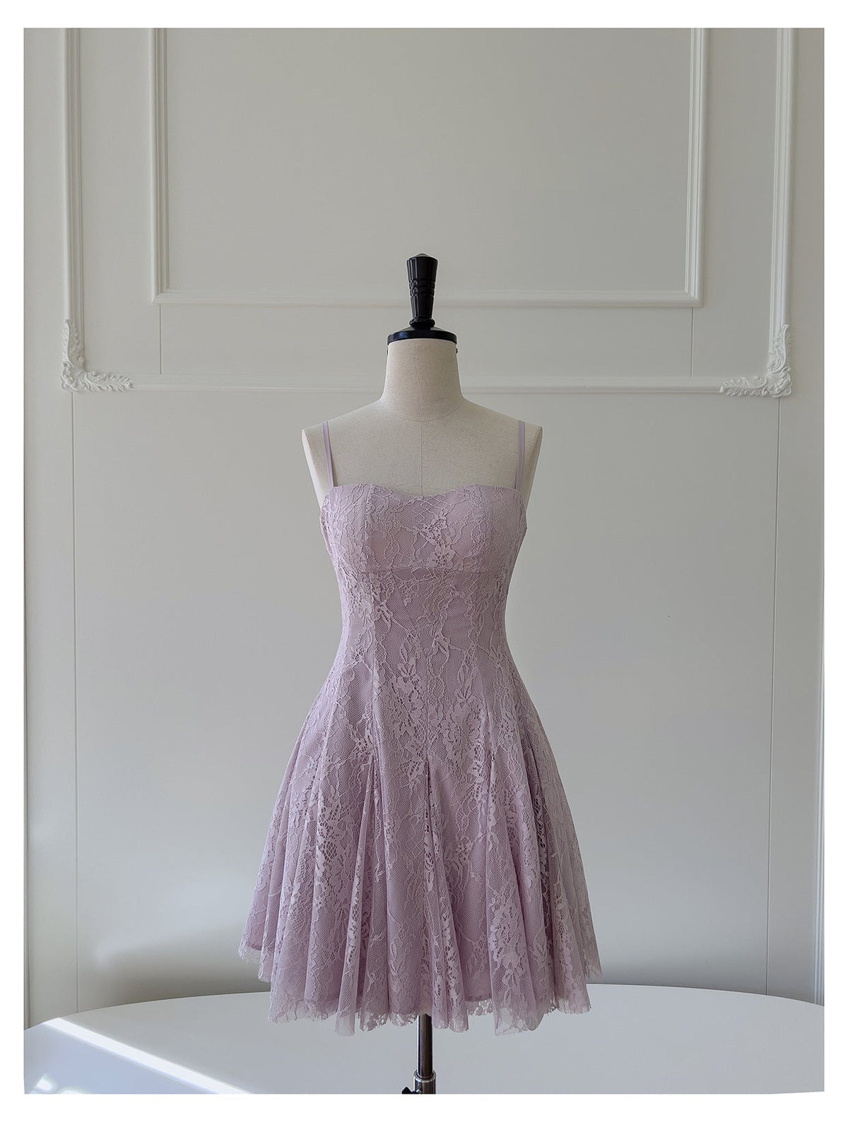 Pretty A Line Spaghetti Straps Pink Lace Short Formal Homecoming Dresses Middle School Short 21st Birthday Outfits Graduation Dress Mini Cocktail Dresses DH2302