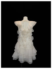 Pretty A line V Neck Ivory Chiffon Short Formal Homecoming Dresses Middle School Short 21st Birthday Outfits Graduation Dress Mini Cocktail Dresses DH2306