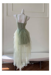 Pretty A Line Sage Green Tulle Formal Homecoming Dresses Middle School Short 21st Birthday Outfits Graduation Dress Mini Cocktail Dresses DH2309