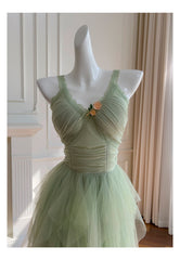 Pretty A Line Sage Green Tulle Formal Homecoming Dresses Middle School Short 21st Birthday Outfits Graduation Dress Mini Cocktail Dresses DH2309