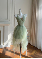 Pretty A Line Sage Green Tulle Formal Homecoming Dresses Middle School Short 21st Birthday Outfits Graduation Dress Mini Cocktail Dresses DH2309