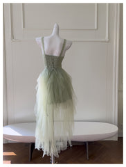 Pretty A Line Sage Green Tulle Formal Homecoming Dresses Middle School Short 21st Birthday Outfits Graduation Dress Mini Cocktail Dresses DH2309