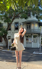 Pretty A line Square Black Polka Dots Formal Homecoming Dresses Short 16th Birthday Outfits Graduation Dress Mini Cocktail Dresses DH2458