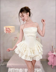 Modest Ball Gown Strapless Pink Satin Short Formal Homecoming Dress Middle School Short 20th Birthday Outfits Graduation Dress Cocktail Dresses DH2460