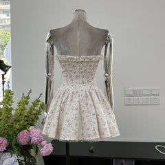 Modest A line Sweetheart Floral Blue Short Formal Homecoming Dress Middle School Short 18th Birthday Outfits Graduation Dress Cocktail Dresses DH2461