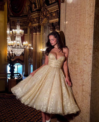 Pretty A Line Sweetheart Lace Yellow Formal Homecoming Dresses 21st Birthday Outfits Graduation Dress Cocktail Dresses DH2463