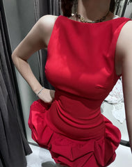 Sexy Sheath Scoop Neck Red Short Homecoming Dress Summer Hoco Dresses Mini Cocktail Dress DH2474