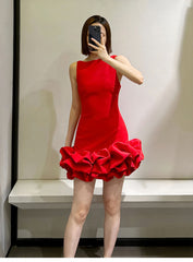 Sexy Sheath Scoop Neck Red Satin Short Homecoming Dress Summer Hoco Dresses Mini Cocktail Dress DH2533