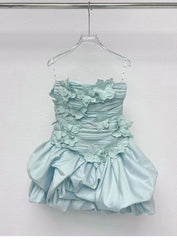 Modest Ball Gown Strapless Satin Lace Formal Homecoming Dresses Short 16th Birthday Outfits Graduation Dress Mini Hoco Dresses DH2540