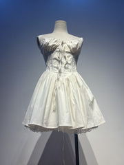 Cute A line Square Neck White Lace Homecoming Dress Summer Hoco Dresses Short Night Cocktail Dress DH2553