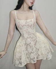 Cute Ball Gown Square White Lace Short Mini Formal 8th Grade Homecoming Dresses Middle School Cocktail Dress Hoco Outfits DH2554