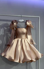 Cute Ball Gown Straps Pink Satin Short Formal 8th Grade Homecoming Dresses Middle School Cocktail Dress Hoco Outfits DH2591