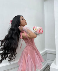 Princess Ball Gown Straps Chiffon Pink Formal Homecoming Dresses 8th Grad Dance Graduation Dress Short Hoco Dresses DH2620