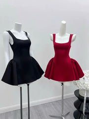 Cute Ball Gown Square Neck Satin Red Short Mini Formal 8th Grade Homecoming Dresses Middle School Cocktail Dress Hoco Outfits DH2629